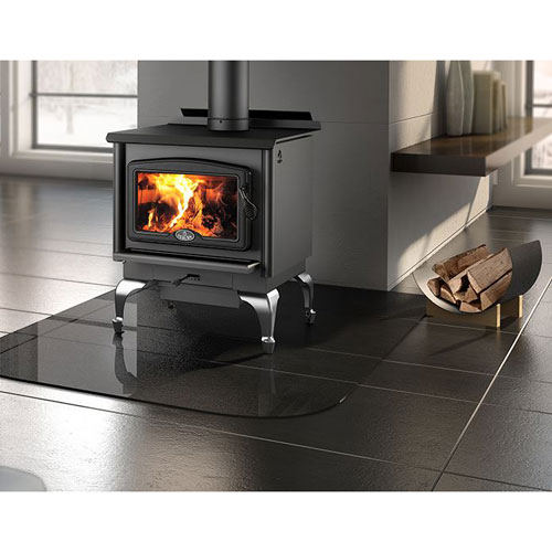 Osburn-1600-Brushed-Nickel-Legs-Black-Door 1600 Osburn Wood Stove - Discontinued