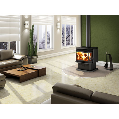 Osburn-2200-Pedestal-Black-Door-BlackTop 2200 Osburn Bay Window Wood Stove - Discontinued